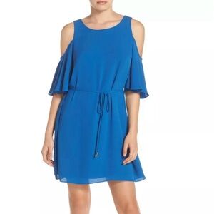 CHELSEA 28 Cold Shoulder A-Line Dress Blue $118